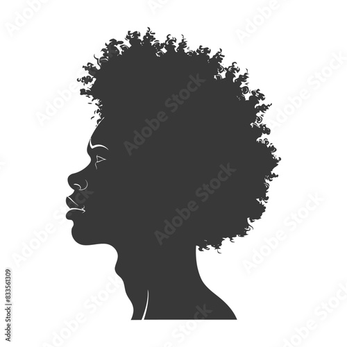silhouette man head with afro hair style black color only