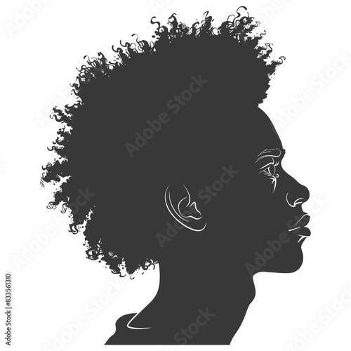silhouette man head with afro hair style black color only