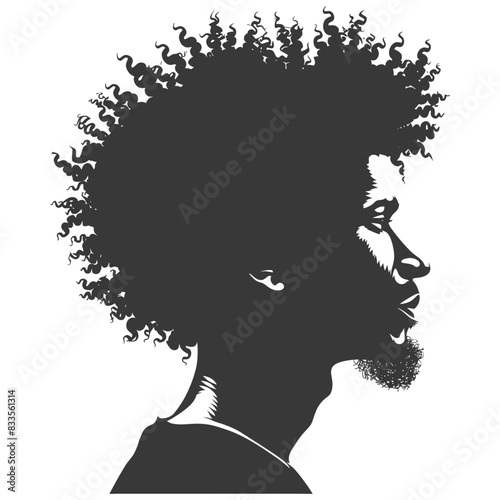 silhouette man head with afro hair style black color only
