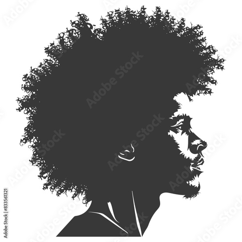 silhouette man head with afro hair style black color only