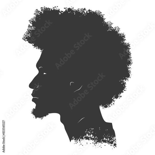 silhouette man head with afro hair style black color only