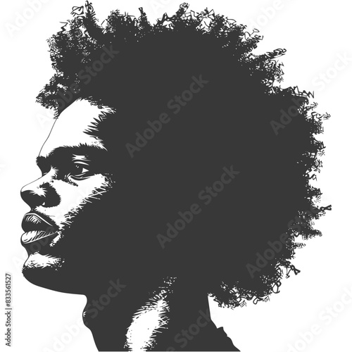 silhouette man head with afro hair style black color only