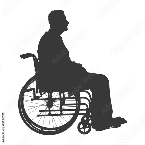 silhouette man in a wheelchair full body black color only