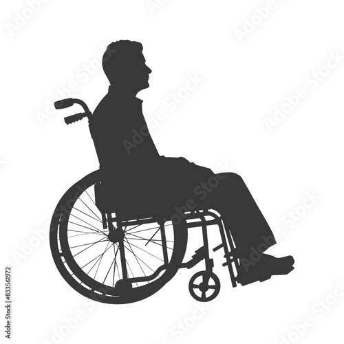 silhouette man in a wheelchair full body black color only