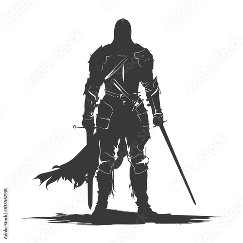 silhouette man knight full body black color only