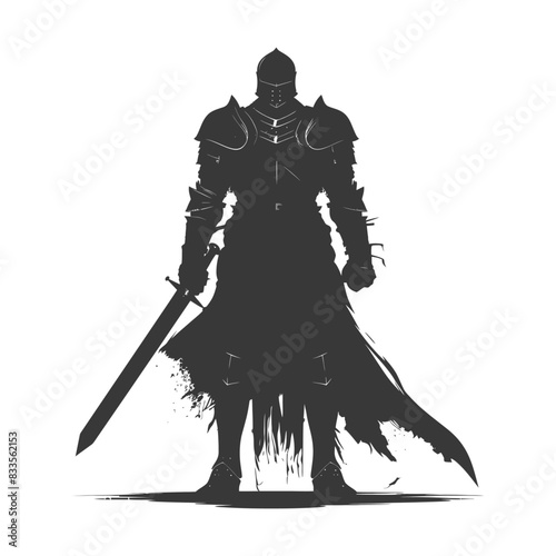 silhouette man knight full body black color only