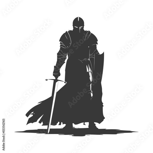 silhouette man knight full body black color only