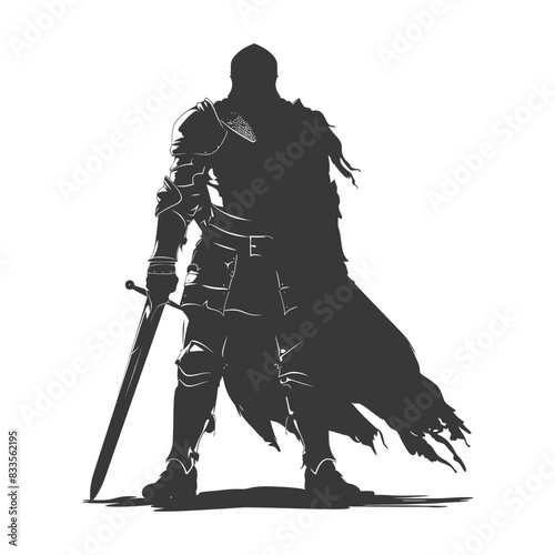 silhouette man knight full body black color only