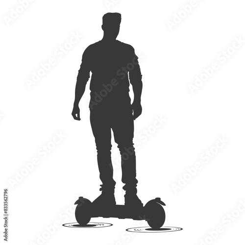 Silhouette of a Man Riding a Hoverboard, Modern Transportation.
