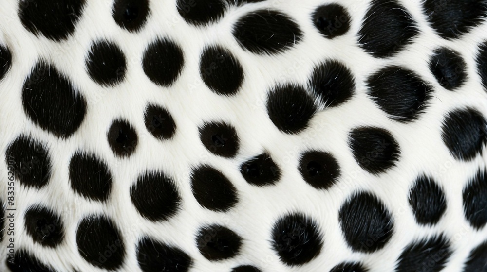Close-Up of Dalmatian Fur Pattern with Black Spots on White Background Close-Up of Dalmatian Fur Pattern with Black Spots on White Background