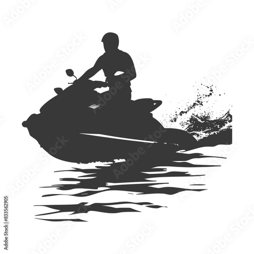Jet Ski Silhouette: Watersports Adventure with Splashing Wave Detail.