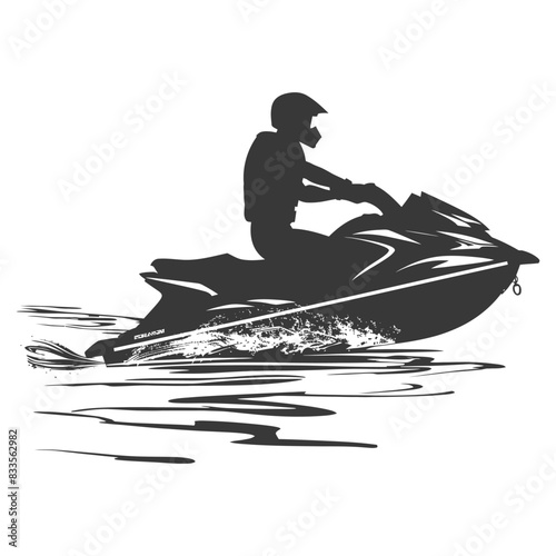 Jet Ski Silhouette: Water Sport Adventure, Speed and Freedom Vector.