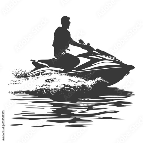Silhouette of a Person Riding a Jet Ski on Water, Sport & Leisure Vector Illustration