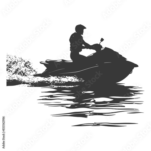 Jet Ski Silhouette: Water Ride, Splash Trail, Sporty Man.