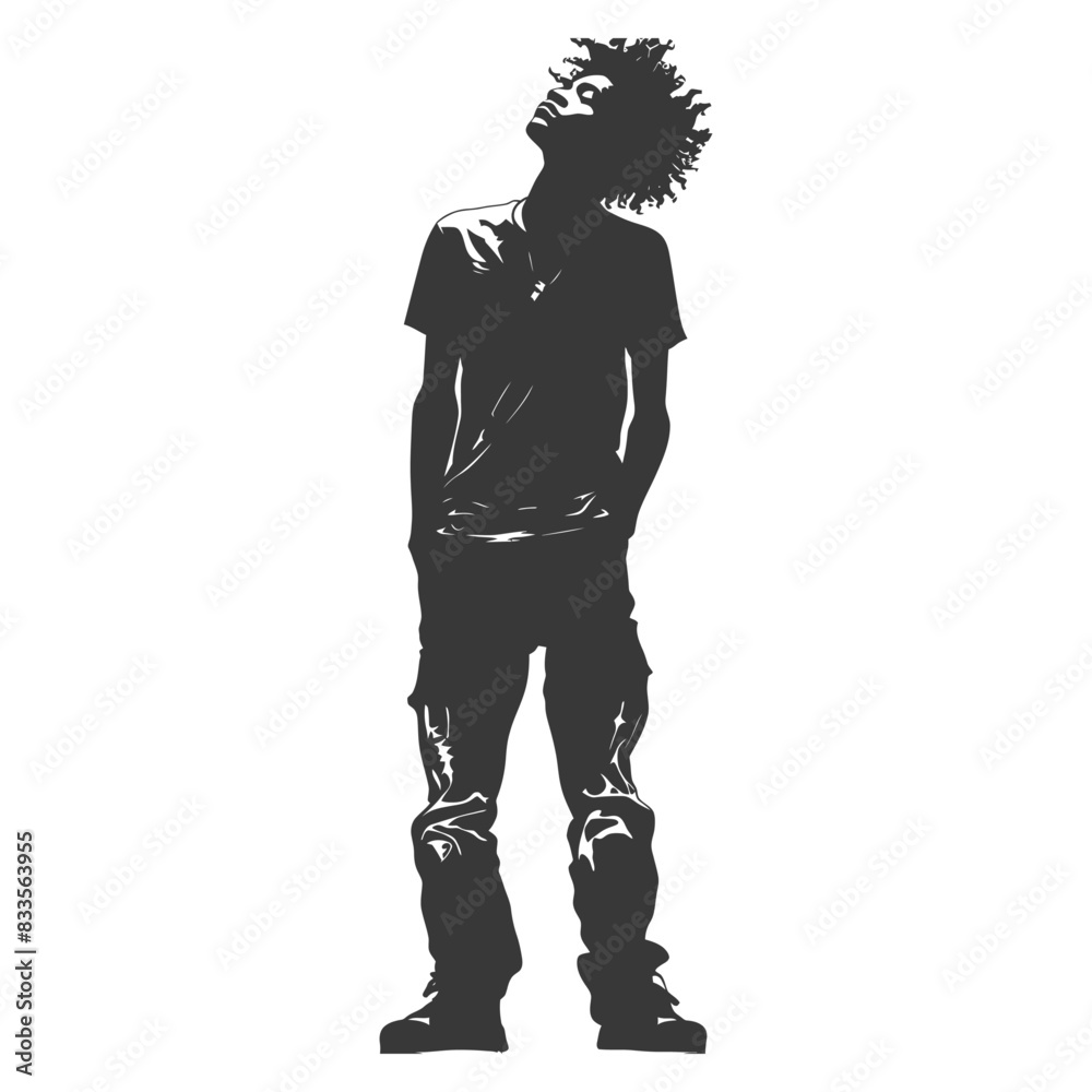 silhouette man with afro hair style full body black color only silhouette man with afro hair style full body black color only