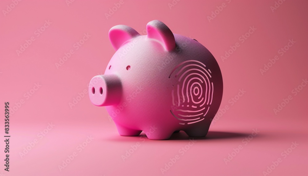 Piggy Bank with Fingerprint Scanner Illustrating Financial Crime Concept Piggy Bank with Fingerprint Scanner Illustrating Financial Crime Concept