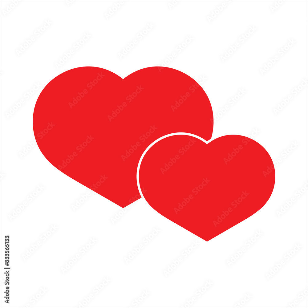 Two connected hearts icon. Love symbol. Red heart. isolated on white background. vector illustration. EPS 10/AI Two connected hearts icon. Love symbol. Red heart. isolated on white background. vector illustration. EPS 10/AI