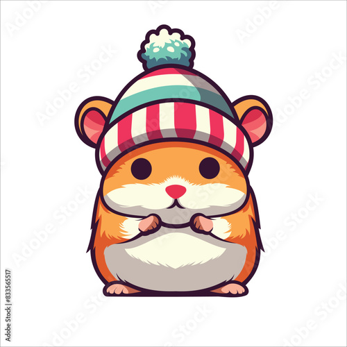 Little hamster wearing Christmas clothes
