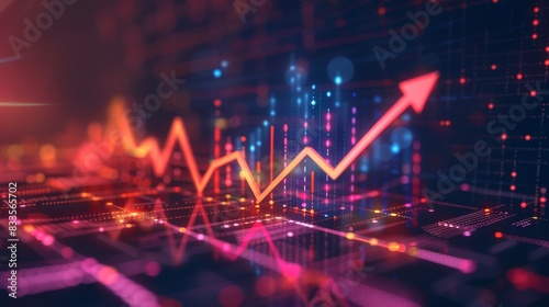 Wallpaper Mural An abstract financial graph with an upward arrow, depicting growth, trends, and economic data. Torontodigital.ca