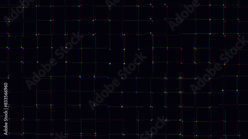 Virtual Technology Futuristic User Interface HUD Grid RGB Glitch Effect. Spaceship FUI GUI Backdrop Design.Artificial Intelligence. Hi-Tech Bg. Vector Illustration.