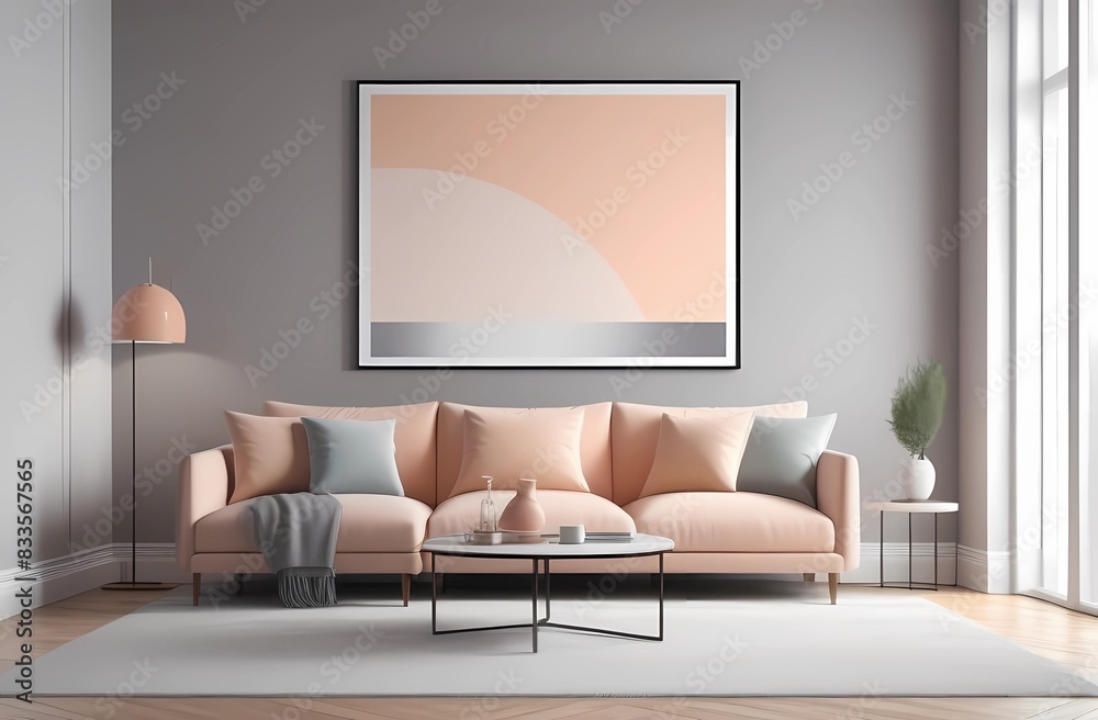 Peach living room color trend 2014 peach living room color. Gray walls and pictures on them , peachy beige pastel color furniture. Modern room design home interior design. Living in a comfortable envi Peach living room color trend 2014 peach living room color. Gray walls and pictures on them , peachy beige pastel color furniture. Modern room design home interior design. Living in a comfortable envi