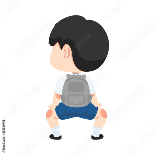 Boy student back Twerk dance cartoon