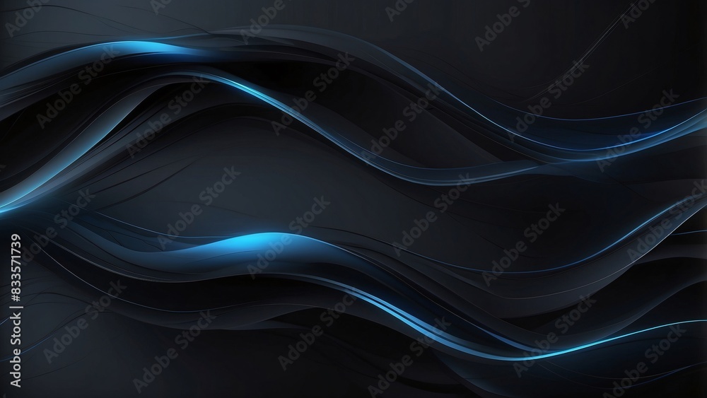 Obraz premium Dark Blue black abstract background with Blue glowing lines design Ai generated.