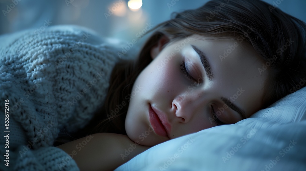 a woman is sleeping on a bed with a white blanket