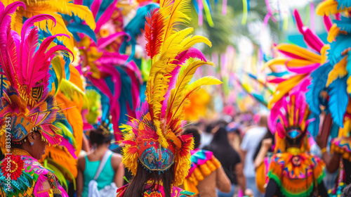 Group of People in Colorful Costumes and Headdress