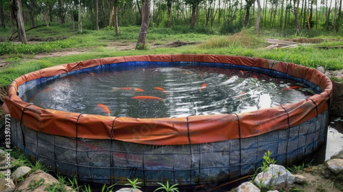 traditional consumtion fish farm  tarpaulin fish pond