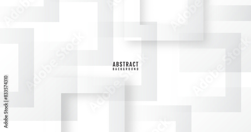 3D white abstract background overlap layer on bright space with cutout shape effect decoration. Modern graphic design element squares style concept for web banner, flyer, card, or brochure cover