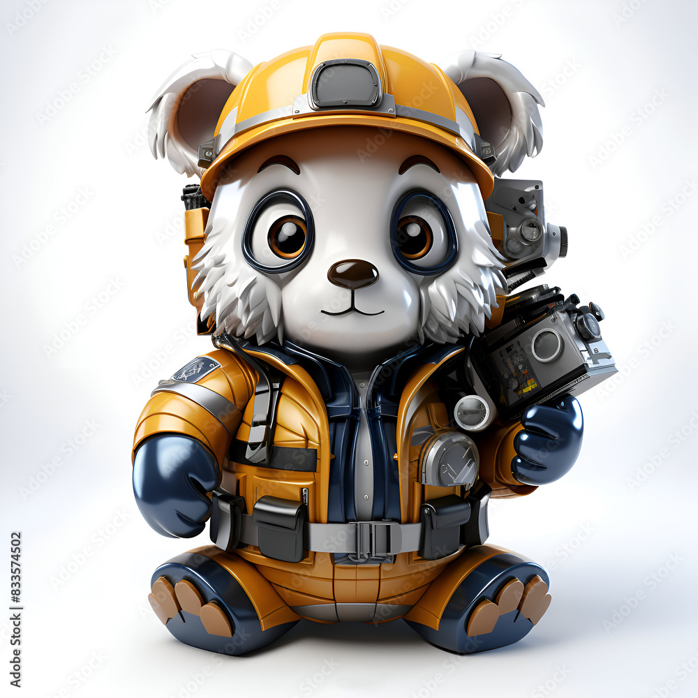 Cute cartoon panda astronaut with camera. 3D rendering. Cute cartoon panda astronaut with camera. 3D rendering.