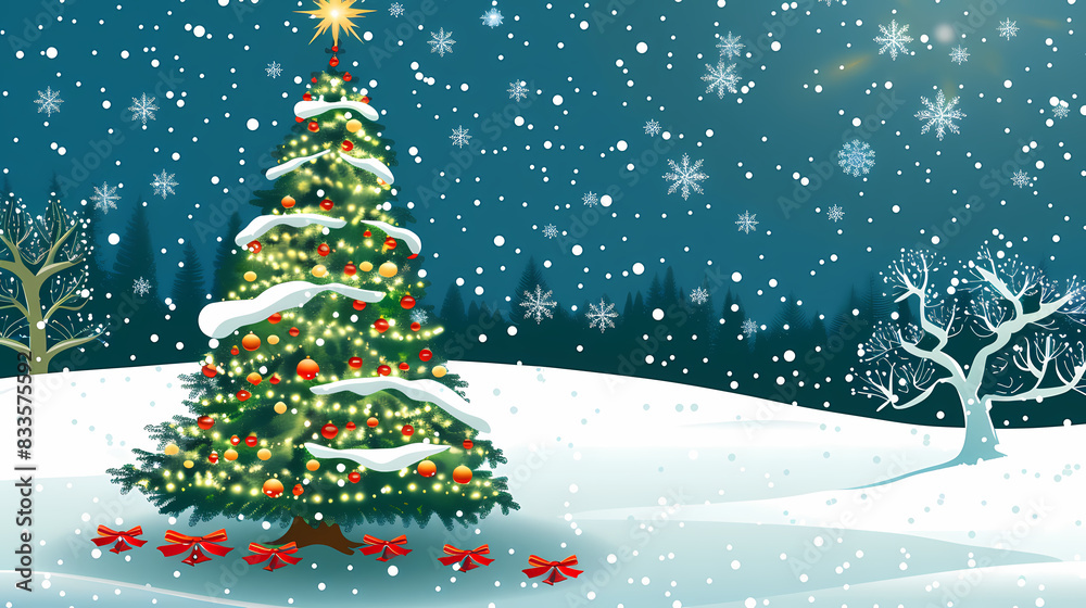 Snow landscape vector illustration. Best use for holiday or winter theme design Snow landscape vector illustration. Best use for holiday or winter theme design