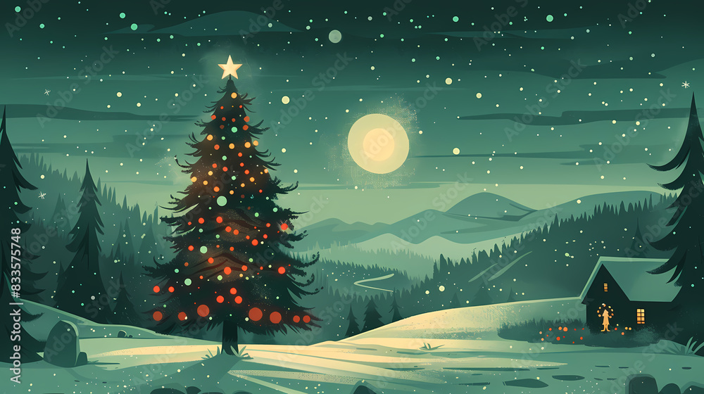 Fototapeta premium Snow landscape vector illustration. Best use for holiday or winter theme design