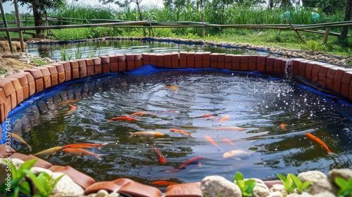 traditional consumtion fish farm, tarpaulin fish pond photo