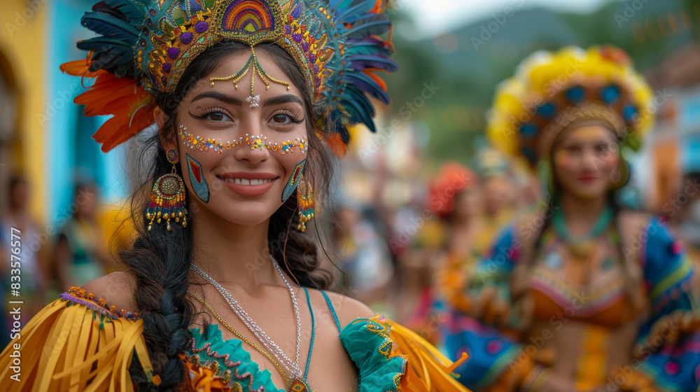 Group of Women in Colorful Costumes and Headdress Group of Women in Colorful Costumes and Headdress