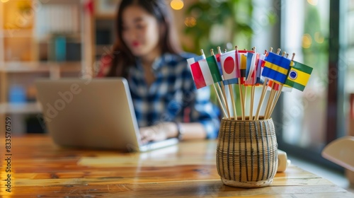 The basket with flags photo