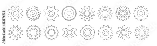 Business gears set vector graphic, editable line art design. Cogs set illustration to use for technology, business, mechanics, engineering projects.
