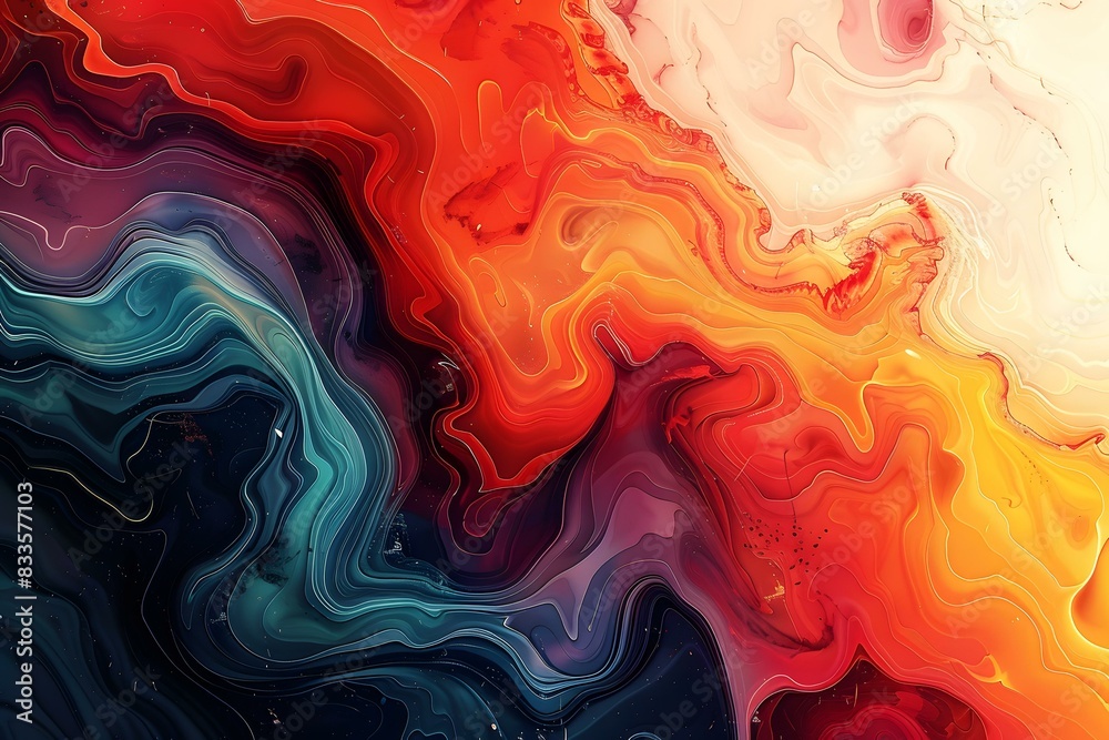 Red and blue liquid mixing together Red and blue liquid mixing together
