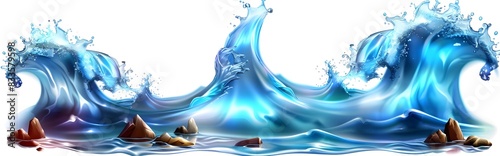 Highly Detailed Blue Water Wave with White Splash photo
