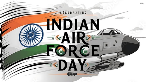 Indian Air Force Day (Illustration-typography) photo