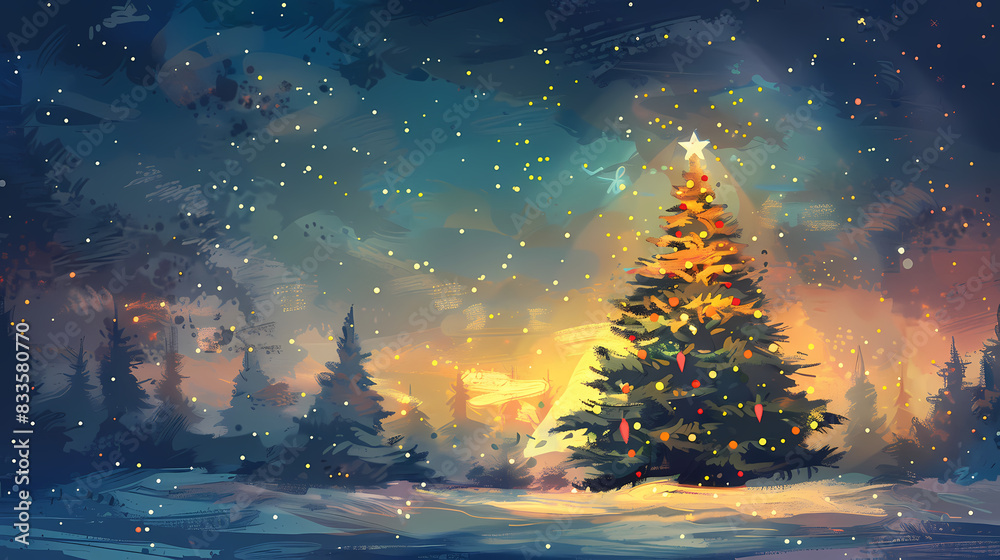 Snow landscape vector illustration. Best use for holiday or winter theme design