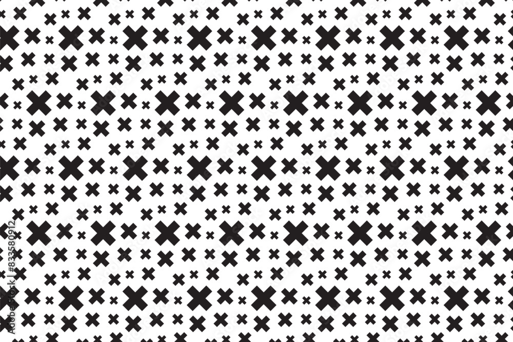 simple abstract black color cross symbols of different sizes and opacity seamless pattern with black crosses on a white background simple abstract black color cross symbols of different sizes and opacity seamless pattern with black crosses on a white background