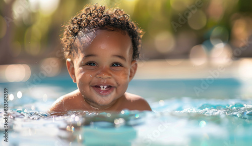 Young Child Smiling in Pool