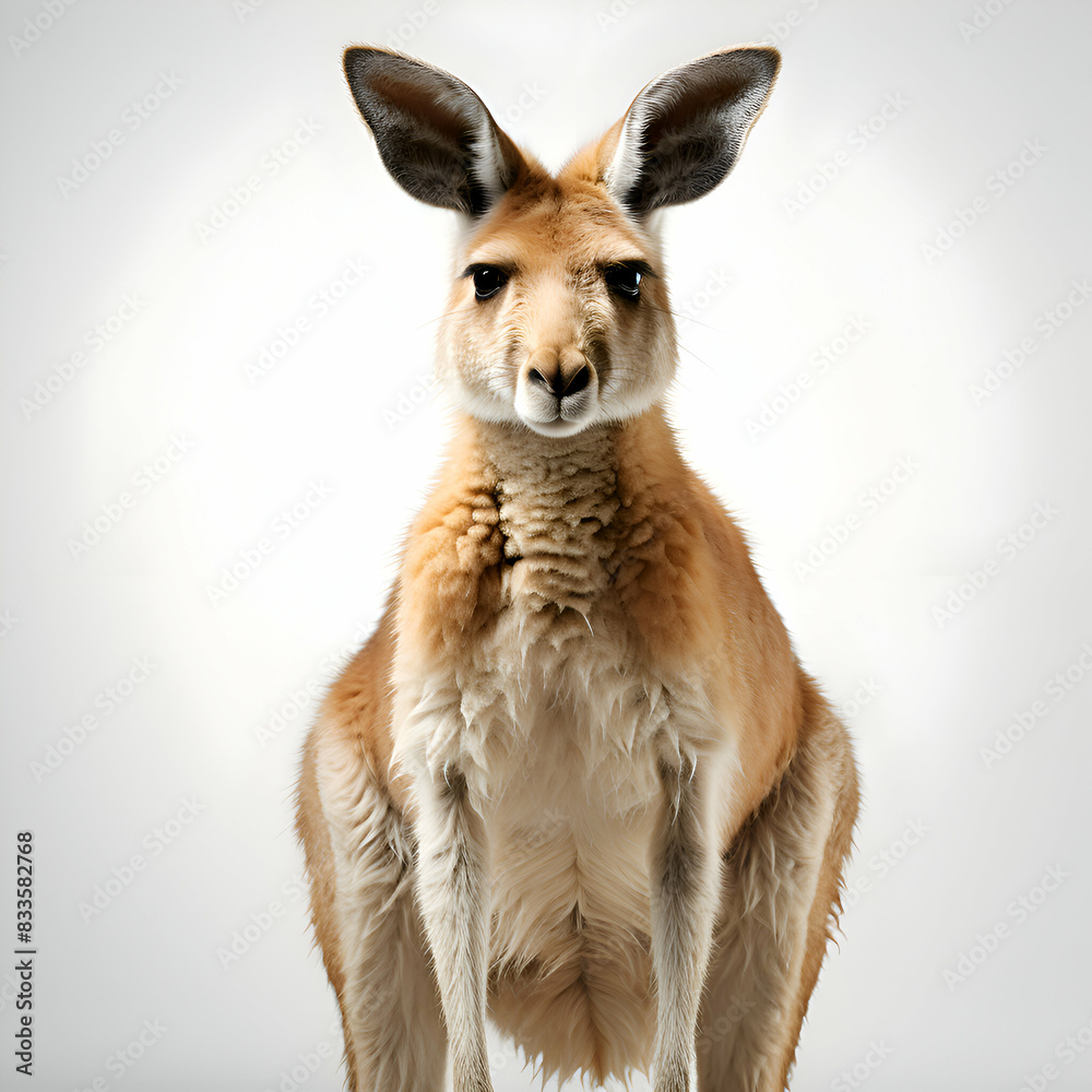 Fototapeta premium Portrait of a kangaroo isolated on a white background.