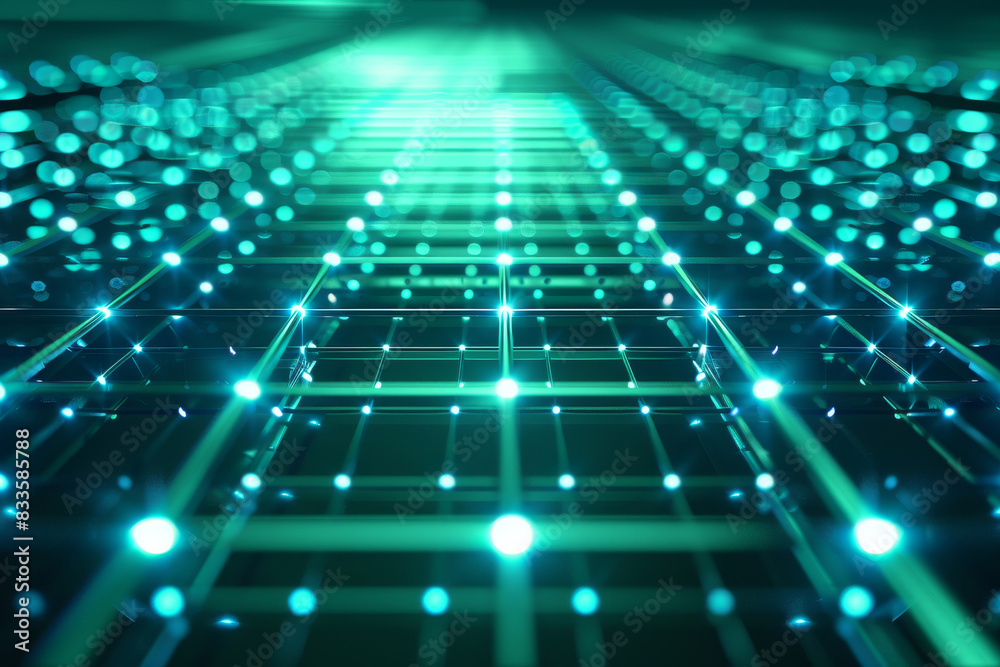 Neon glow green perspective grid, futuristic tech abstract background Neon glow green perspective grid, futuristic tech abstract background