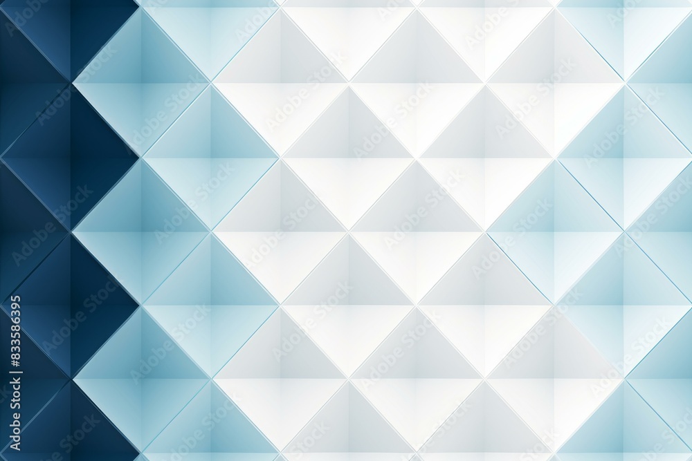 Obraz premium Modern abstract blue geometric background with gradient pattern and symmetric triangular shapes, perfect for wallpaper design, digital backdrop, and contemporary art