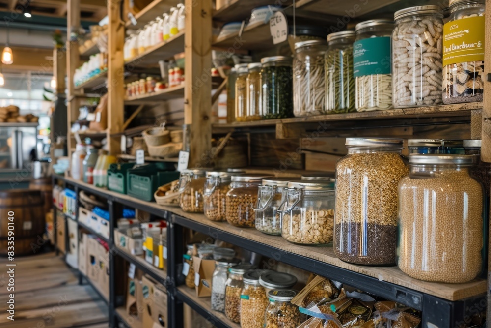 A store with a lot of jars and bottles of food