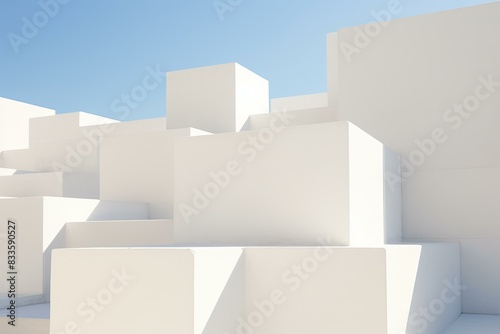 Obraz na płótnie Modern white cubic structures creating a minimalist architectural backdrop