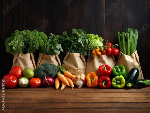 fresh vegetables on wooden table